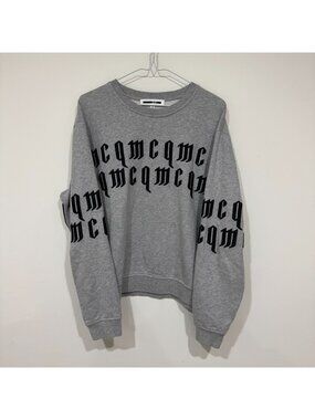 Alexander McQueen McQ Mens Repeat Logo Sweatshirt Medium Grey Embroidered